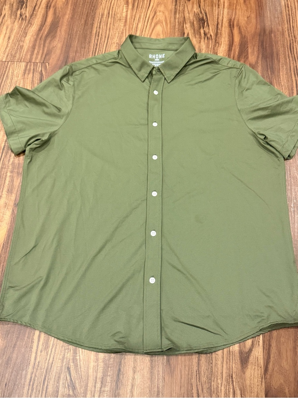 Rhone Commuter Shirt Short Sleeve Button Down Lichen Green Size XLarge